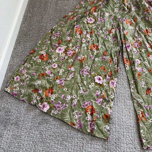 Anthropologie Green Floral Wide Leg Palazzo Pants Size 6 Garden Botanical Whimsy - Picture 4 of 12